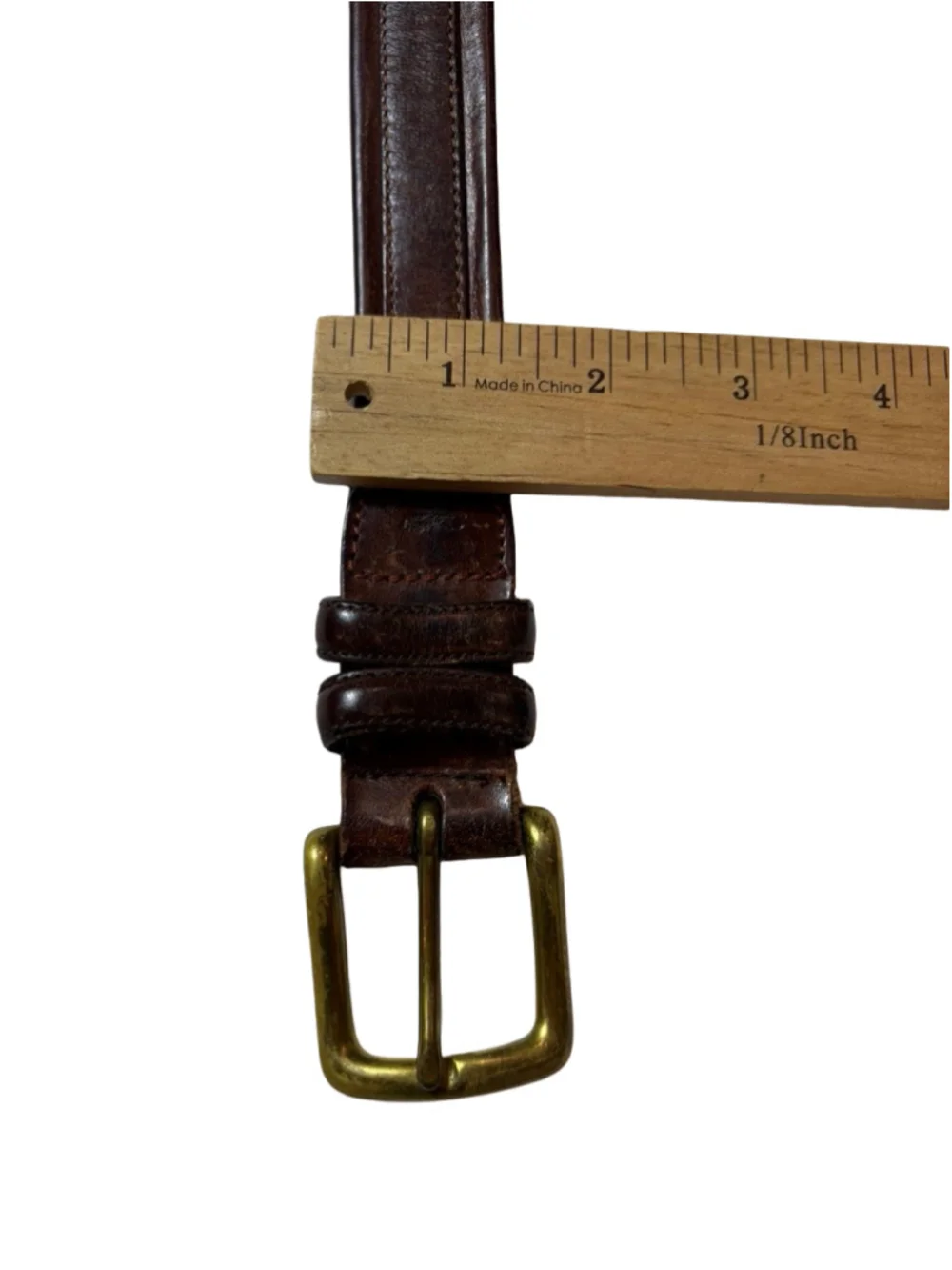 Polo Ralph Lauren Brown Leather Brass Buckle Equestrian Belt Size 40